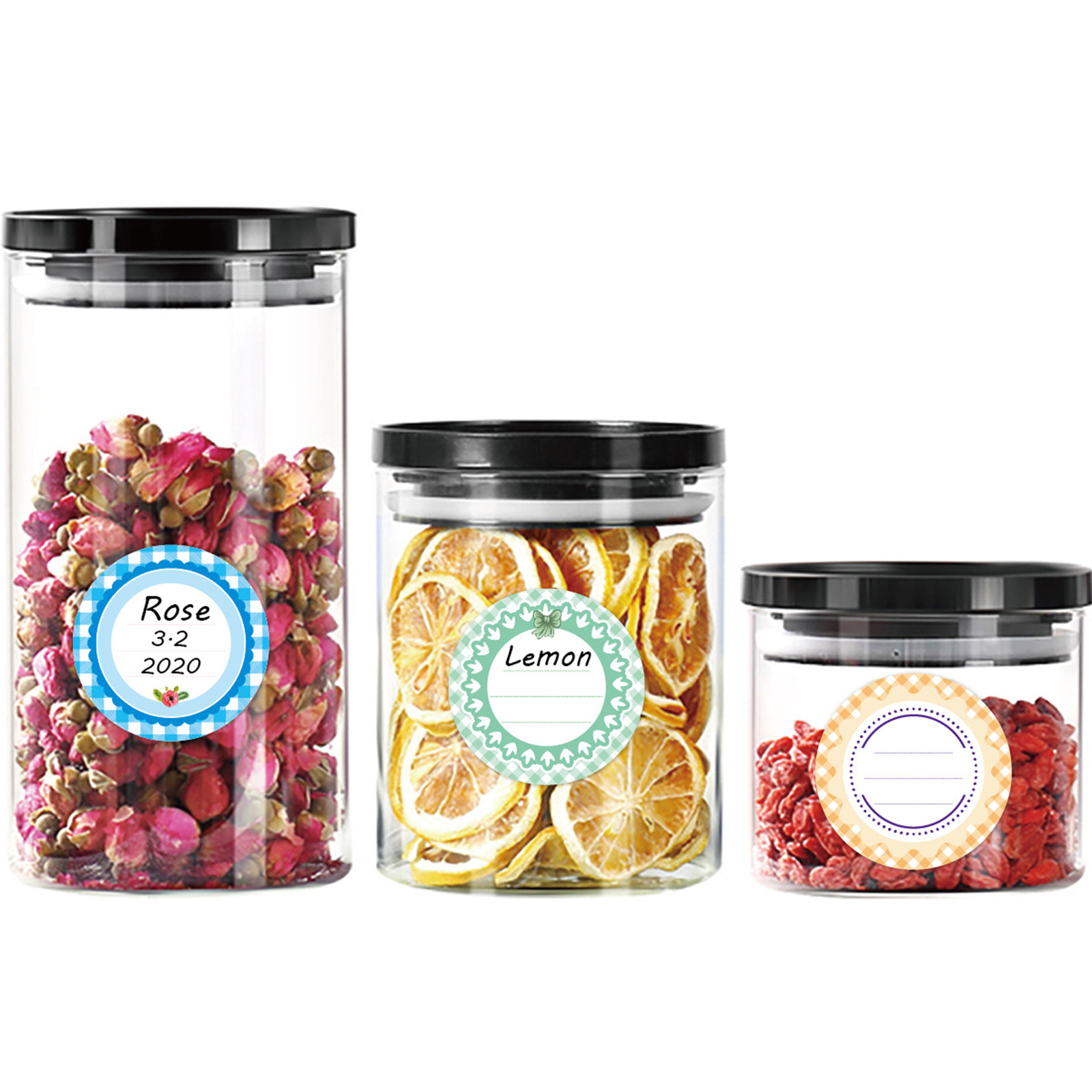 Food Storage Jar Labels - 20 листов цветных круглых водонепроницаемых наклеек
