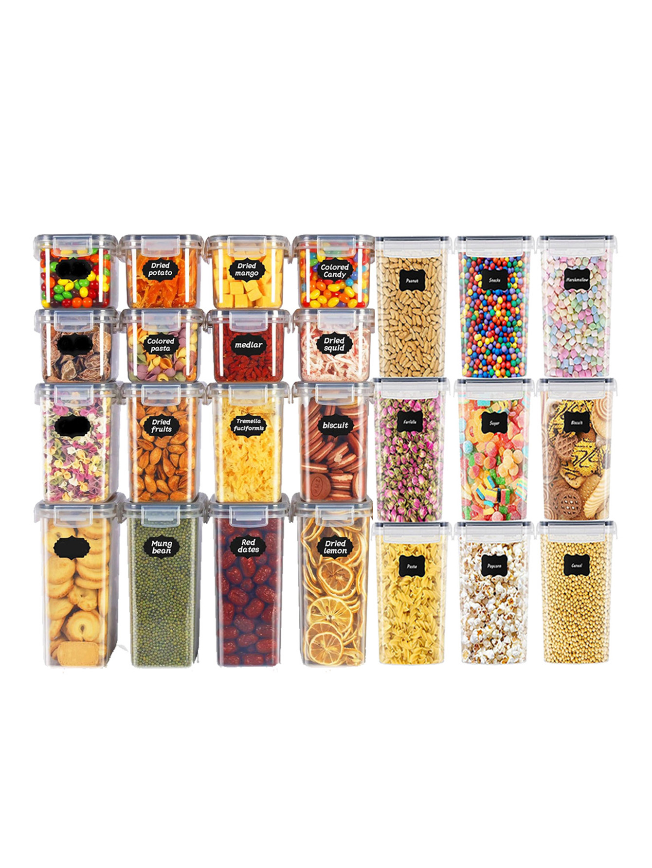 Food Storage Jar Labels - Набор из 48 герметичных контейнеров для